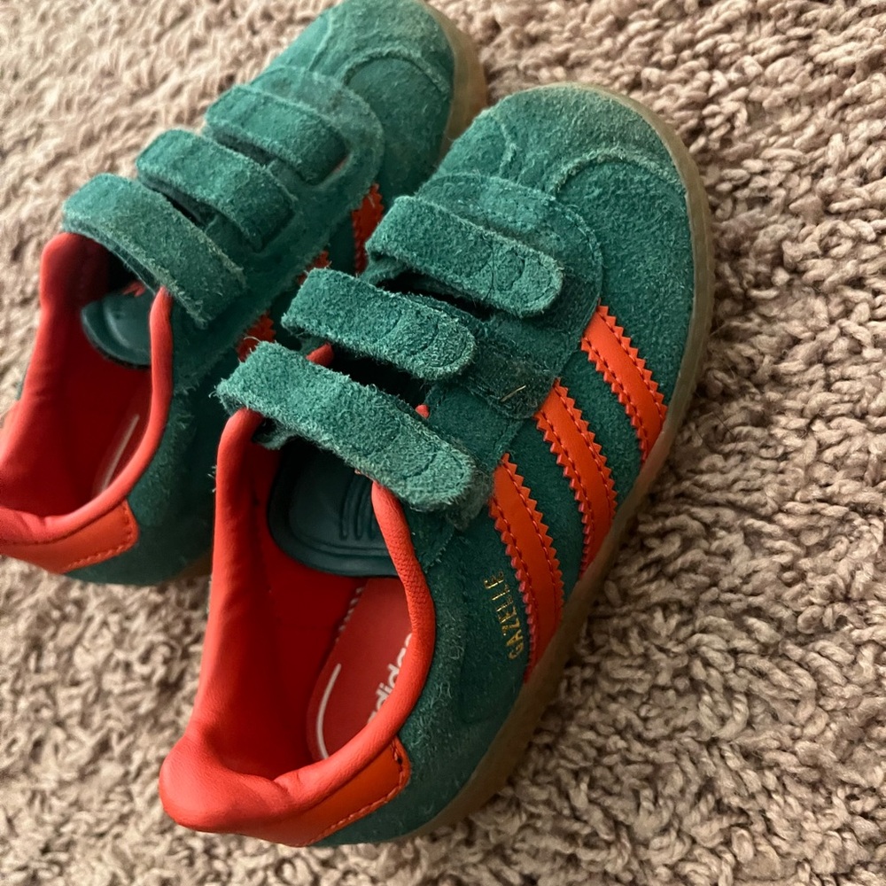 Adidas Kids Green and Orange Sneakers